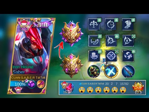 TOP 1 SABER BRUTAL DAMAGE ONE SHOT BUILD AND EMBLEM 2023🔥| #mobilelegends
