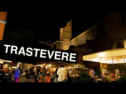 [4K HDR]  Everyone is eating outside tonight! A Night walk in Trastevere | Rome, Italy | Slow TV