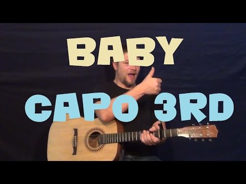 Baby (JUSTIN BIEBER) Easy Guitar Chord Strum Beginner Lesson - How to Play Baby