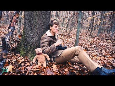 24H Bushcraft Solo Overnight - making spoon, traditional bear, wooden tent, cooking stuff  | NOT 4K