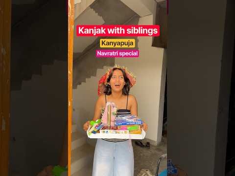 Kanjak with siblings😇🩷 #siblings #relatable #kanjakpoojan #navratri #trendingshorts