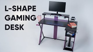 Bestier Gaming Desk Review | Best L-Shape Gaming Desk with Power Outlets & Lights