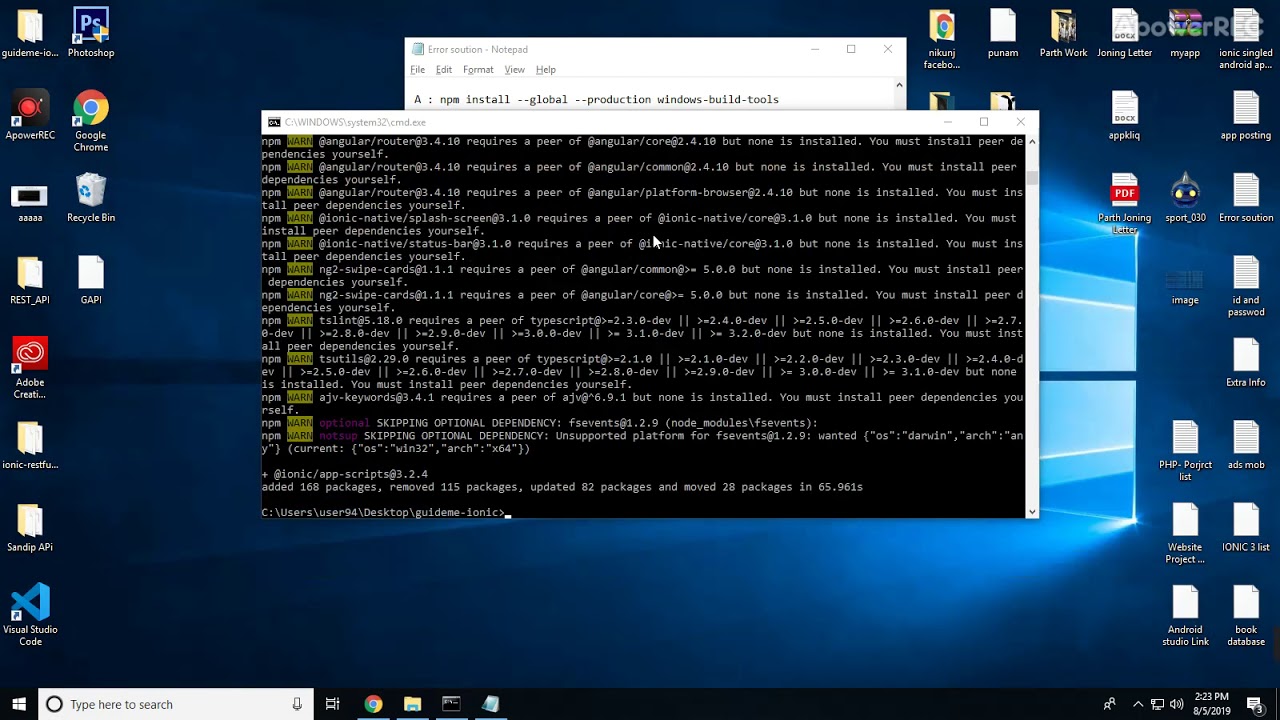 Ionic Serve throws a Type-Error: Appscripts.serve