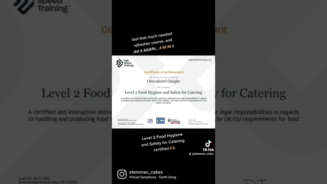 Yes, Level 2 Food Hygiene & Safety certified 😍