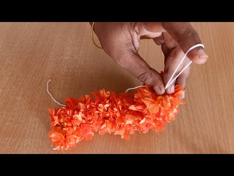 Easy knot to make kanakambaram flower garland/How to string fire cracker/Different method/tie/dindu