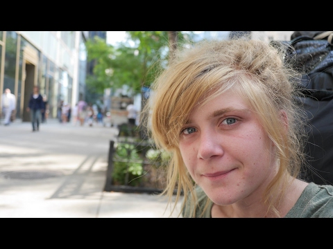 Young Homeless Girl Living on the Streets of New York City.