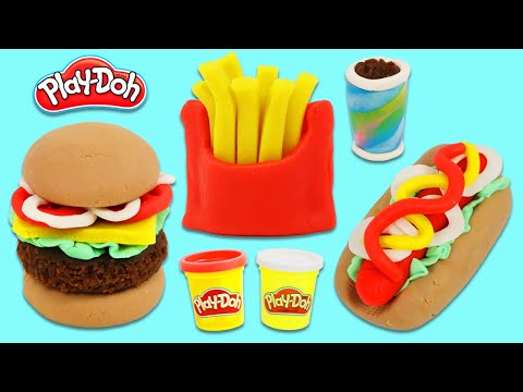 How To Make Play Doh Hamburger, Hot Dog And French Fries!