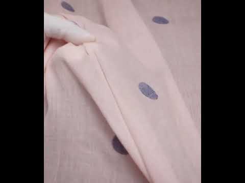 Peach Base Navy Blue Ball Motif Jamdani Pure Cotton 60 GSM Handwoven Fabric — video