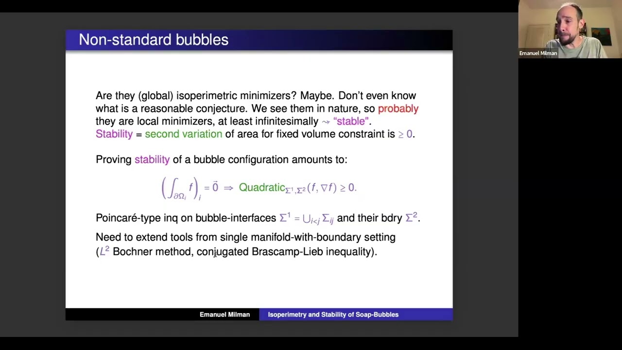 Isoperimetry, Spectral Geometry and Stability of Soap-Bubbles