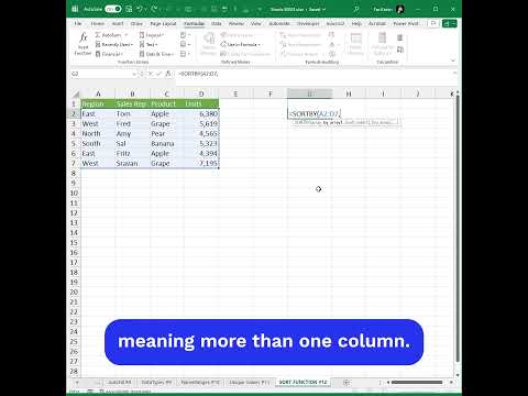 Excel Tips Sort Data Better with the SORTBY Function Excel Shorts