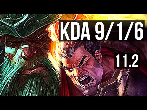 GANGPLANK vs DARIUS (TOP) | 9/1/6, 6 solo kills, Legendary, 300+ games | EUW Grandmaster | v11.2