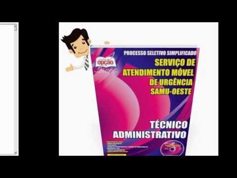 Apostila SAMU - OESTE /MG 2015 - Técnico Administrativo