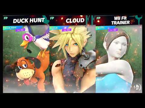 Super Smash Bros Ultimate Amiibo Fights – 11pm Finals Duck Hunt vs Cloud vs Wii Fit