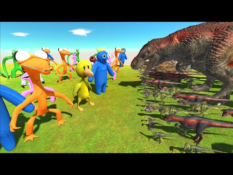 Dinosaurs War | Rainbow Friends Attack - Animal Revolt Battle Simulator