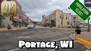 Driving Around Small Town Portage, Wisconsin in 4k Video