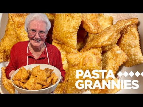 91yr old Piera makes deep-fried leek & cheese tortelloni! | Pasta Grannies