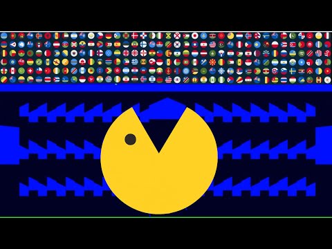 Survive From PacMan - Survival Marble Race | 211 Countries Elimination Marble Race in Algodoo EP 16