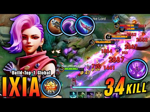 34 Kills!! New Ixia One Hit Build and Emblem!! - Build Top 1 Global Ixia ~ MLBB