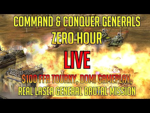 Command & Conquer LIVE - Generals Zero Hour - $100 FFA Tourny, 1v1s, 2v2 Clanwars Domi Gameplay