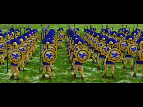 100 Champion Hoplite vs 100 Champion Khopesh Swordsman (Age of Mythology)