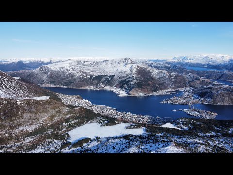 Fly over byen Måløy Norway.