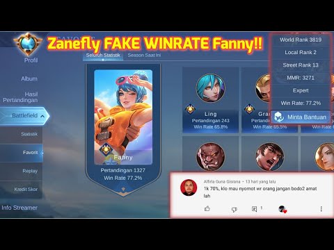 Zanefly FAKE WINRATE Fanny !! TOP GLOBAL FANNY || Mobile Legends