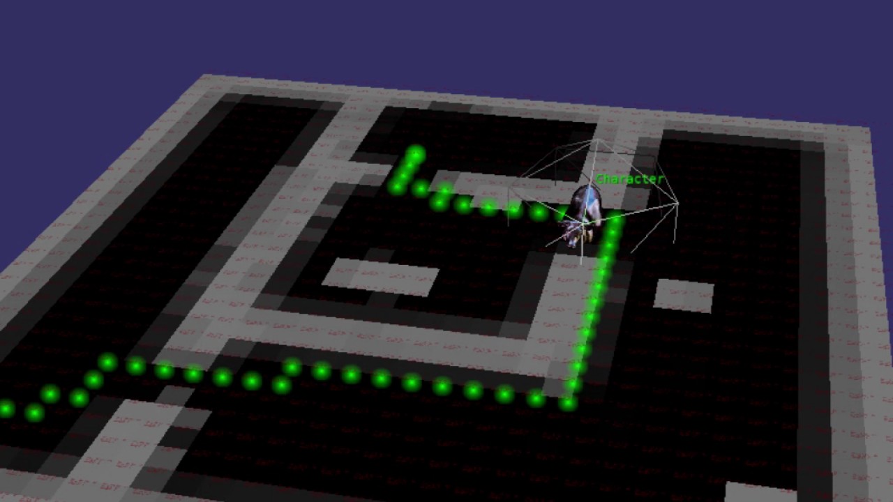 Pathfinding (A*) test rendered using OpenSceneGraph