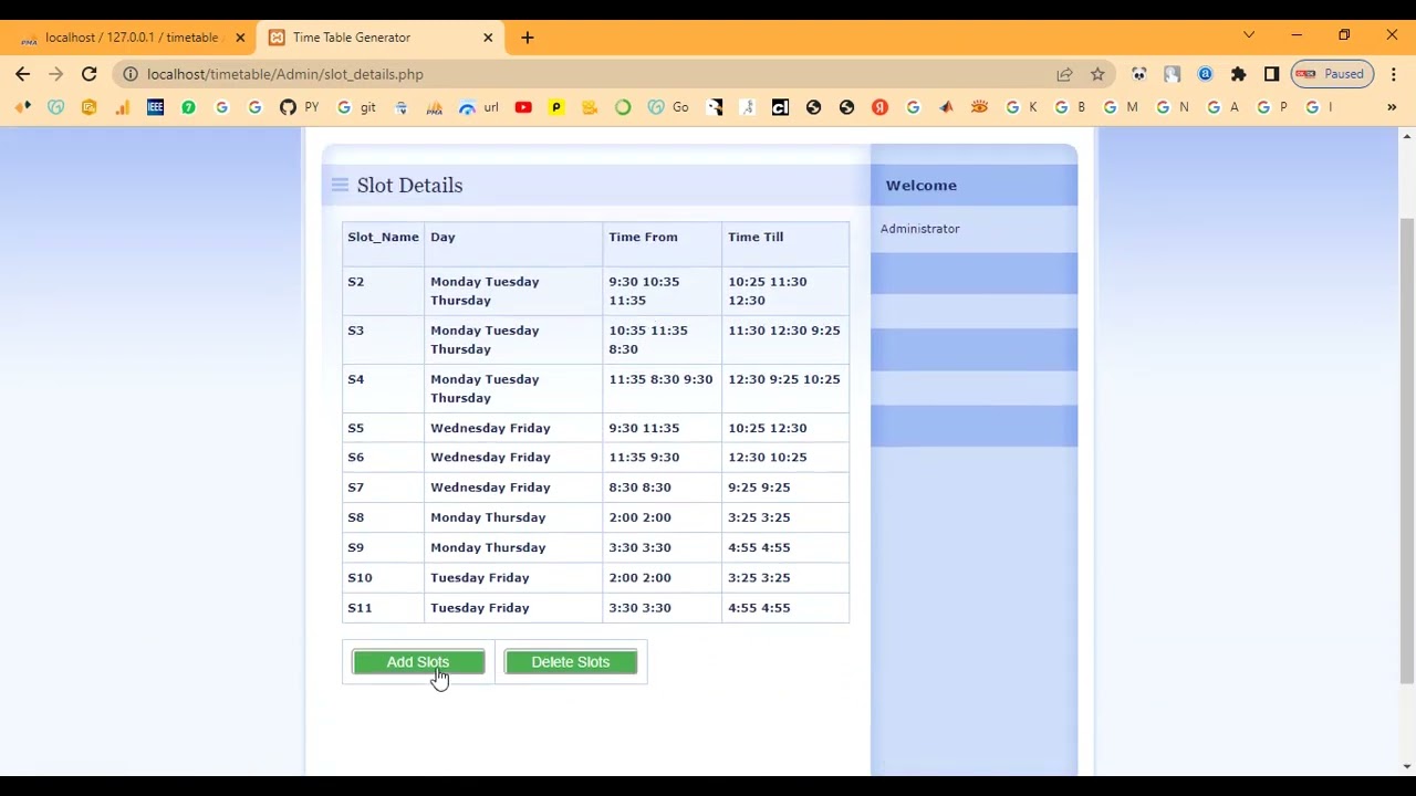 Automatic Timetable Work Schedule Generator in PHP