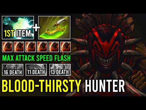 Super Monster Blood-Thirsty Hunter BS Brutal Right Click Build & Max ATK Speed First Mjollnir Dota 2