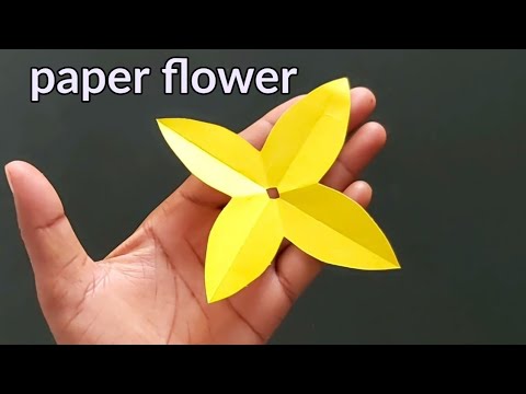 How to make 4 petal paper flower | paper flower craft ideas | paper flower cutting design