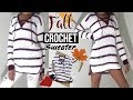 Crochet Lace Up Pullover Sweater