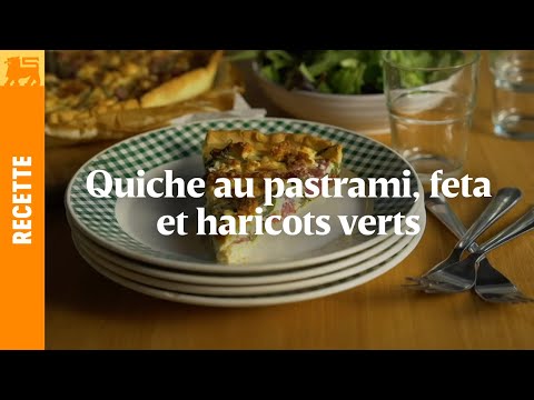Quiche au pastrami, feta et haricots verts