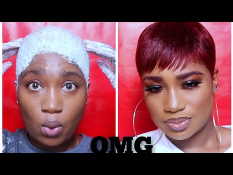 How To Bleach and Colour your Pixie Cut Hair Red|Relaxed Hair|
