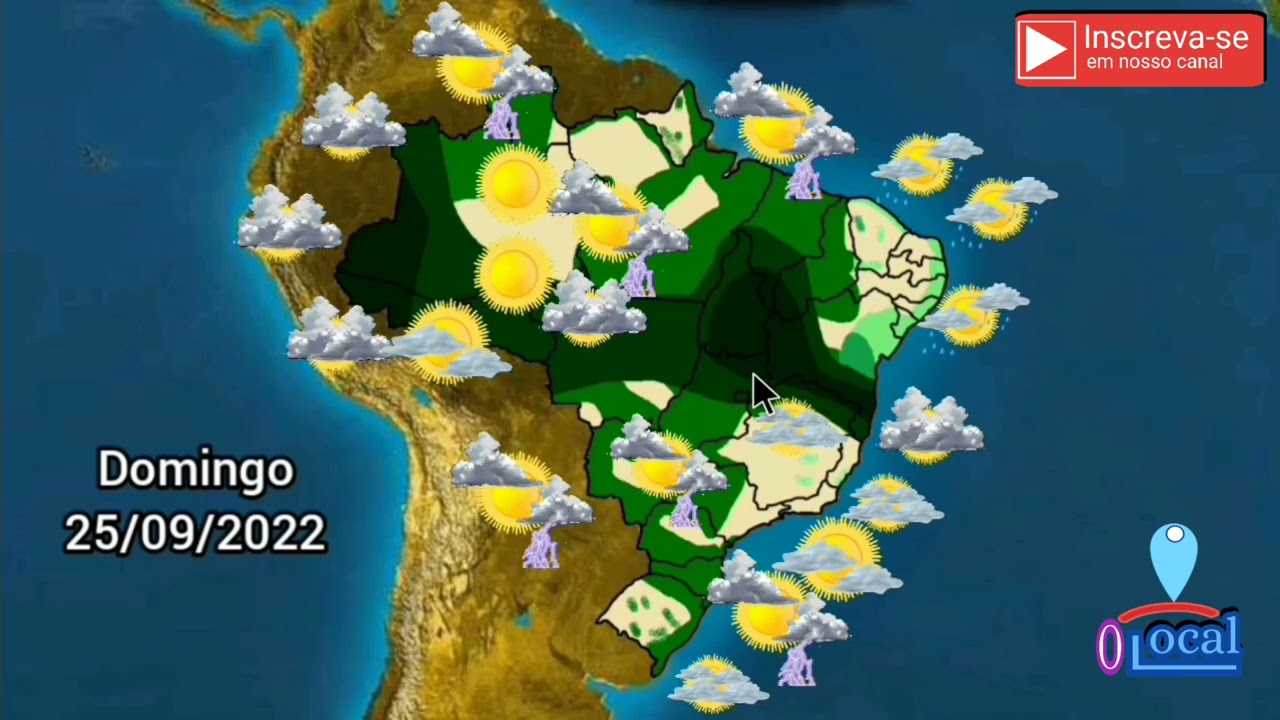 Previsão do tempo para este domingo 25 de setembro de 2022 em todo o Brasil