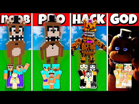 FNAF FREDDY BUILD CHALLENGE - NOOB vs PRO vs HACKER vs GOD Minecraft Animation