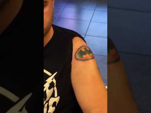 Batman tattoo touch up 1