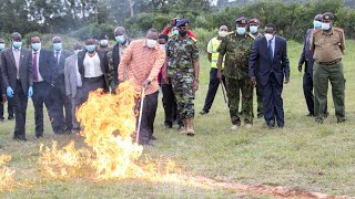 SEE! NO-NONSENSE PRESIDENT UHURU SETS ON FIRE 5,144 ILLICIT SMALL ARMS AND LIGHT WEAPONS!!