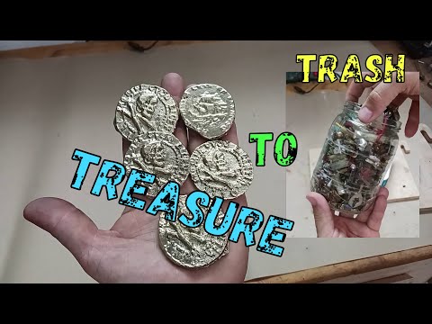 Trash to treasure  gemischtes Metall zu Münzen gießen. how to melt metal #copper #asmr #brass