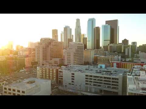 Free Stock Footage - downtown Los Angeles aerial LA city scenic sunset establishing shot