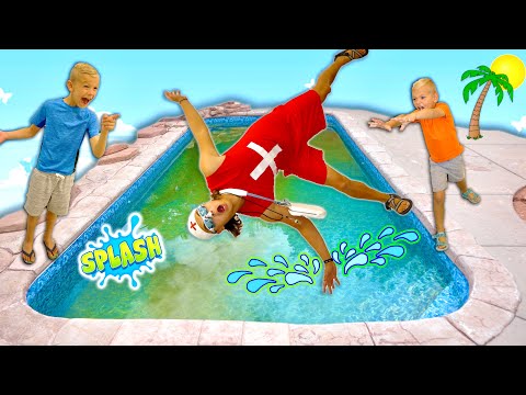 Escape The LiFeGuaRd SliMy Green Pool HiDe N Seek!