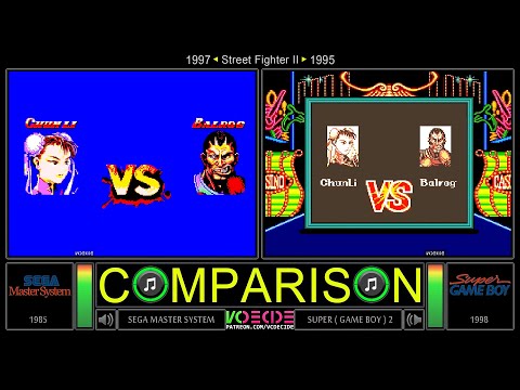 Street Fighter II (Master System vs Game Boy) Side by Side Comparison - Dual Longplay | VCDECIDE