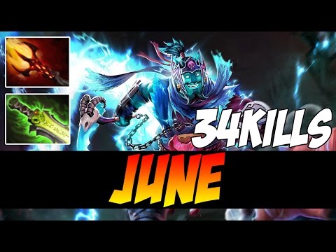 June Plays Storm Spirit WITH 34 KILLS - 8000 MMR - Dota 2