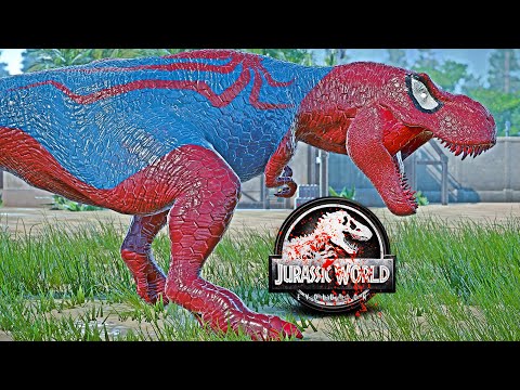 Spiderman Tyrannosaurus REX, Captain America, Venom, Iron Man Dino Fight 🌍 JURASSIC WORLD EVOLUTION