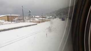 preview picture of video '北斗星1列車　落部駅で特急スーパー北斗退避【車窓・HD・2014/3/5】'