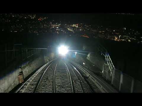 Standseilbahn Mont-Pèlerin Talfahrt Chardonne - Beau-Site nachts funiculaire Vevey Suisse