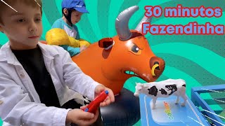 conheça a fazendinha de brinquedo | historia dosanimais da fazenda | cavalo vaca boi horse cow farm