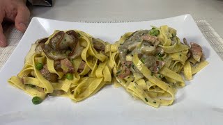 Tagliatelle alla Boscaiola Bianca con e Senza Panna, RICETTA ORIGINALE
