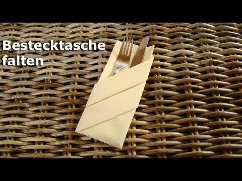 Servietten falten: Bestecktasche z.B. für Hochzeit