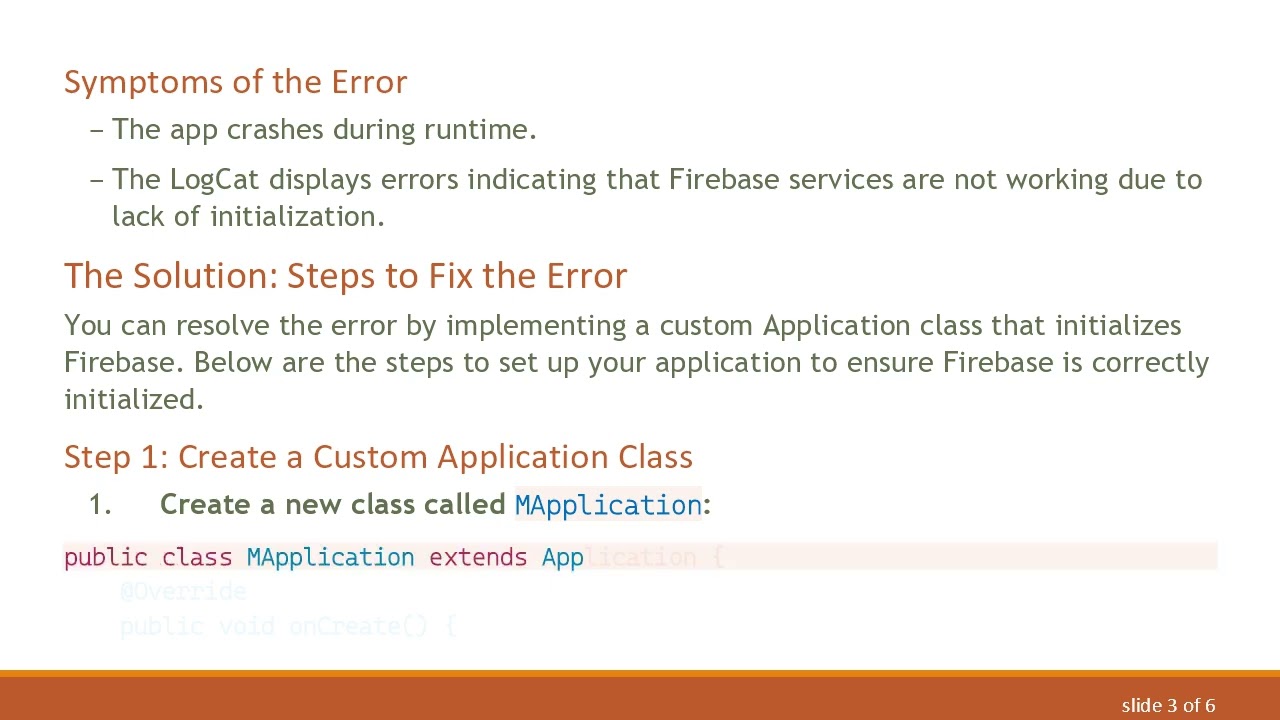 Resolving the Default FirebaseApp is not initialized Error in Android Apps