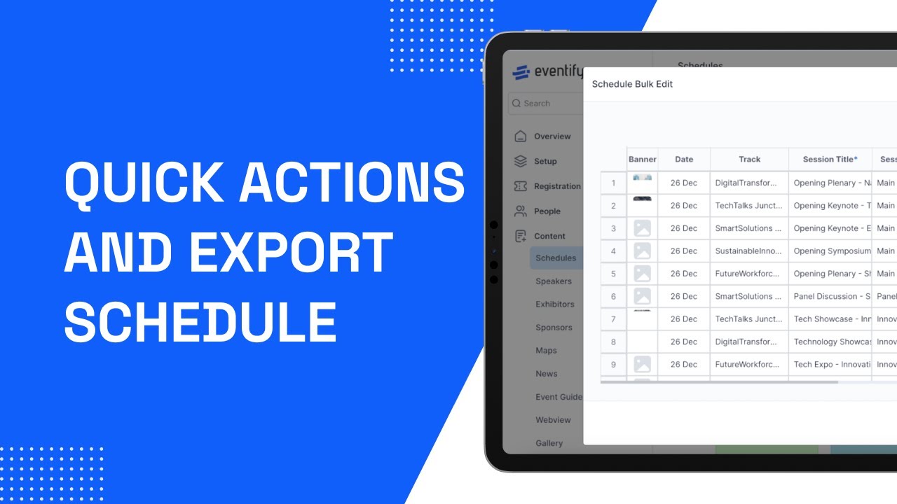 Eventify - Quick Actions and Export Schedule